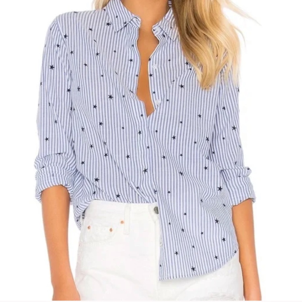 Rails Xs-S Smocked Stars And Stripes Button Down - image 1